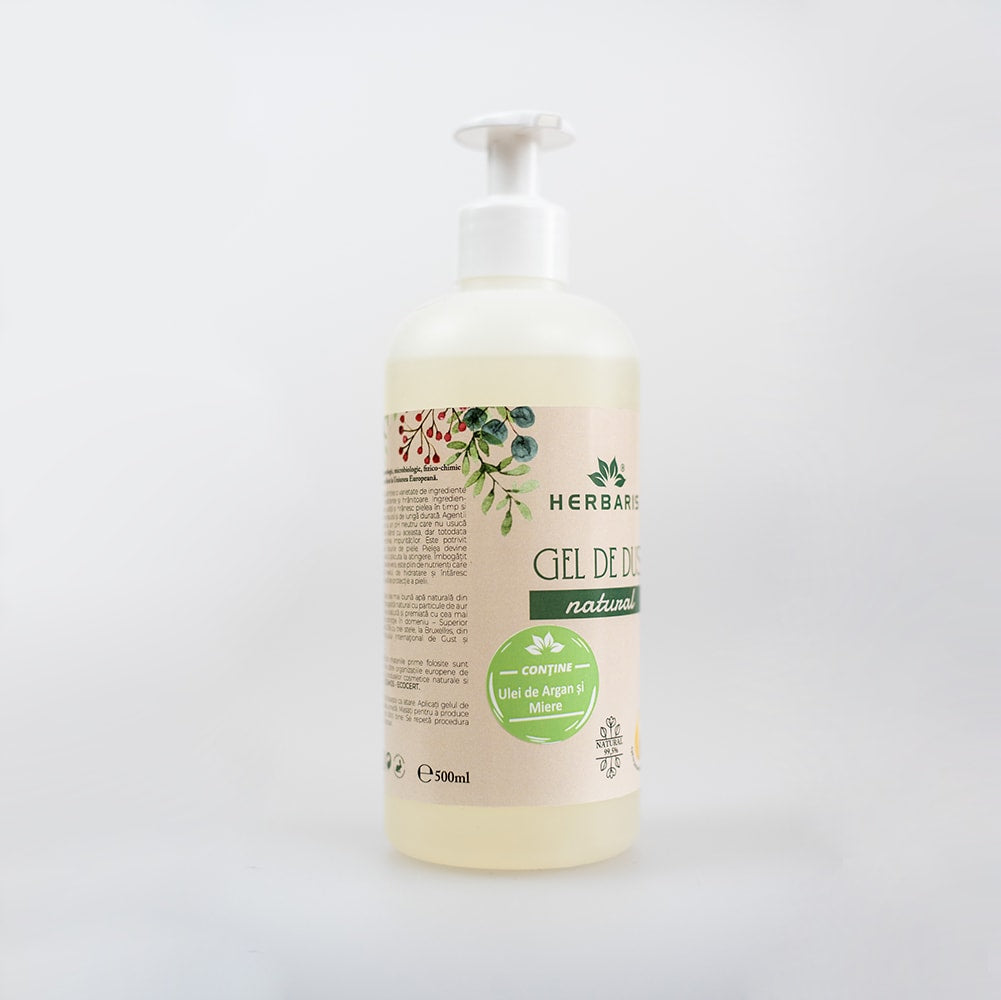 Gel de Dus Natural cu Ulei de Argan, Miere si Ulei Esential de Geraniu 500ML image 1