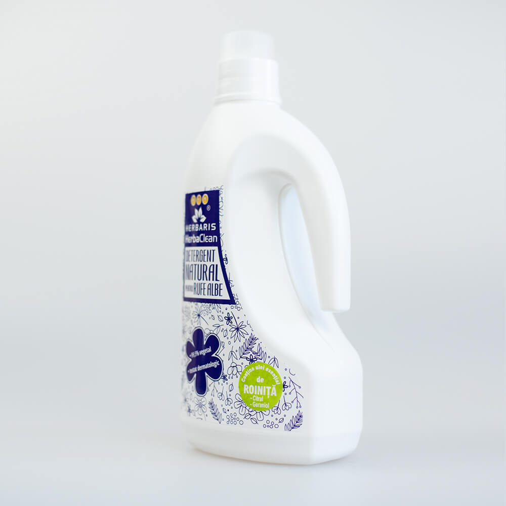 Detergent natural pentru rufe albe cu ulei esential de Roiniţă, 1500ml image 1
