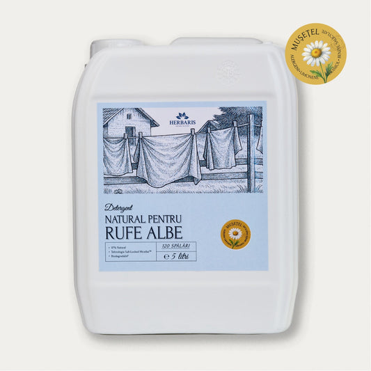 Detergent natural pentru rufe albe cu ulei esențial de Mușețel, 5L