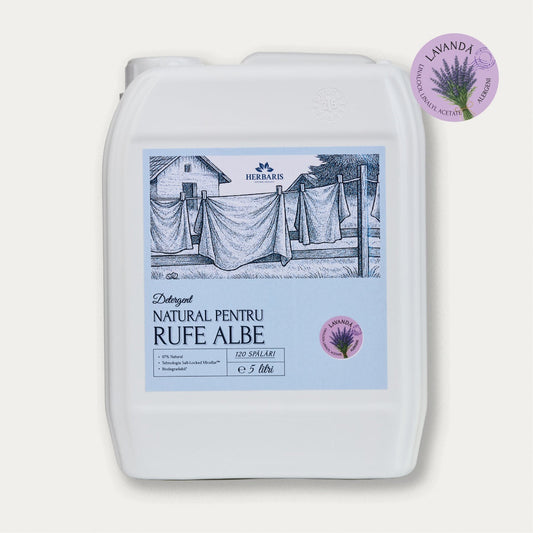 Detergent natural pentru rufe albe cu ulei esential de Lavandă, 5L