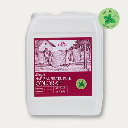 Detergent natural pentru rufe colorate cu ulei esential de Mentă, 5L