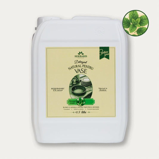 Detergent natural pentru vase cu ulei esential de Mentă, 5L