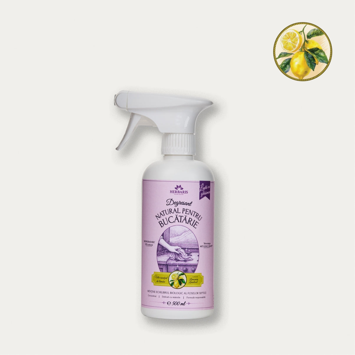 Detergent - degresant natural pentru bucătării cu ulei esential de Lămâie, 500ml