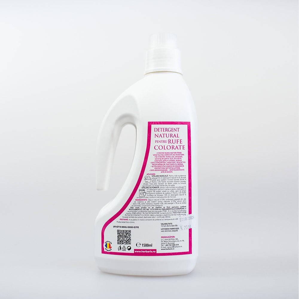 Detergent natural pentru rufe colorate cu ulei esential de Lavandă, 1500ml image 2