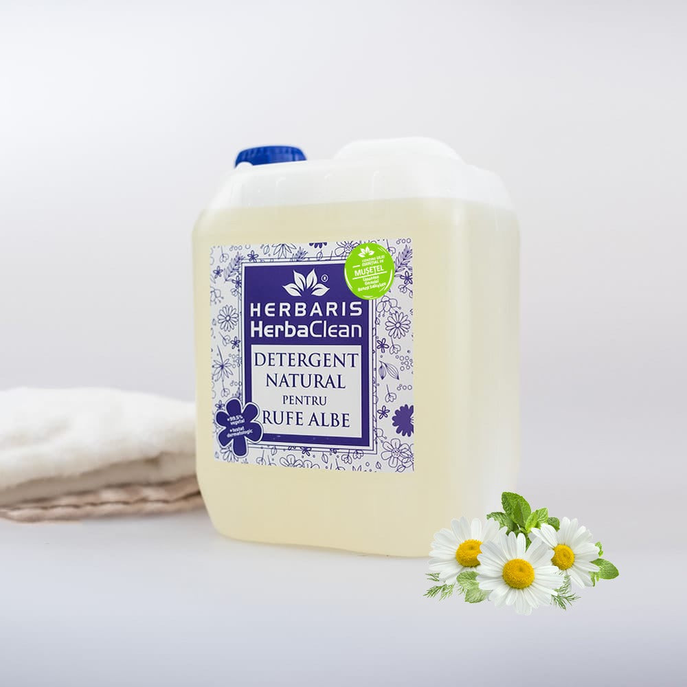 Detergent biodegradabil pentru rufe albe cu ulei esențial de Mușețel, 5L