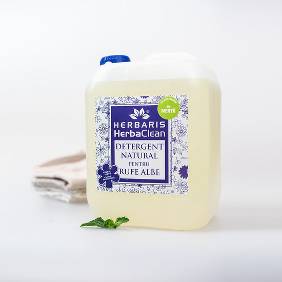 Detergent bio pentru rufe albe cu ulei esențial de Mentă, 5 L, pentru rufe curate