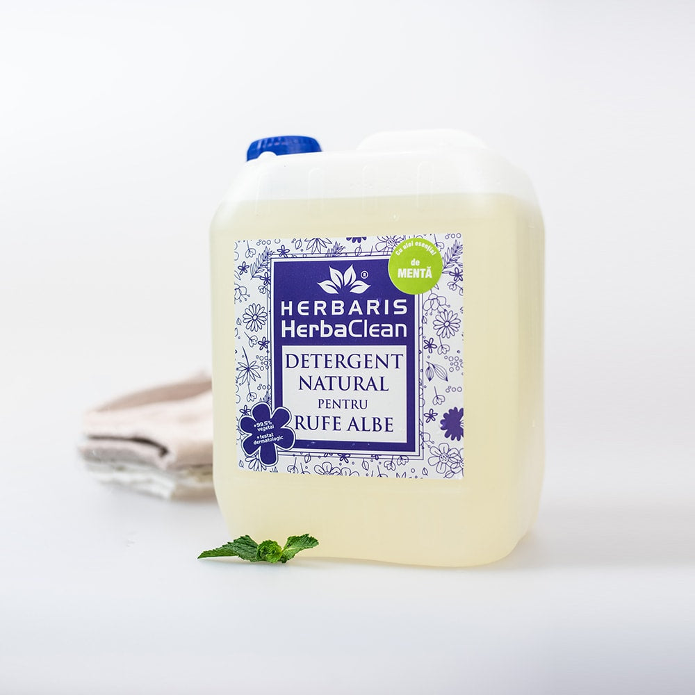 Detergent bio pentru rufe albe cu ulei esențial de Mentă, 5 L, pentru rufe curate