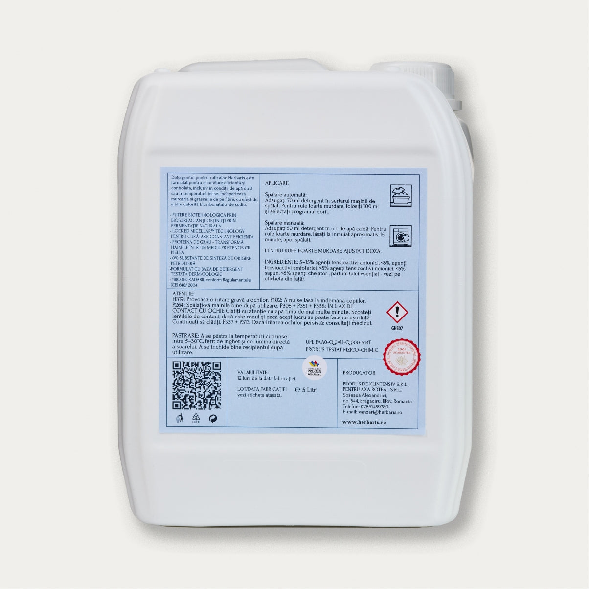 Detergent bio pentru rufe albe inodor, 5 L, disponibil pentru comandă online