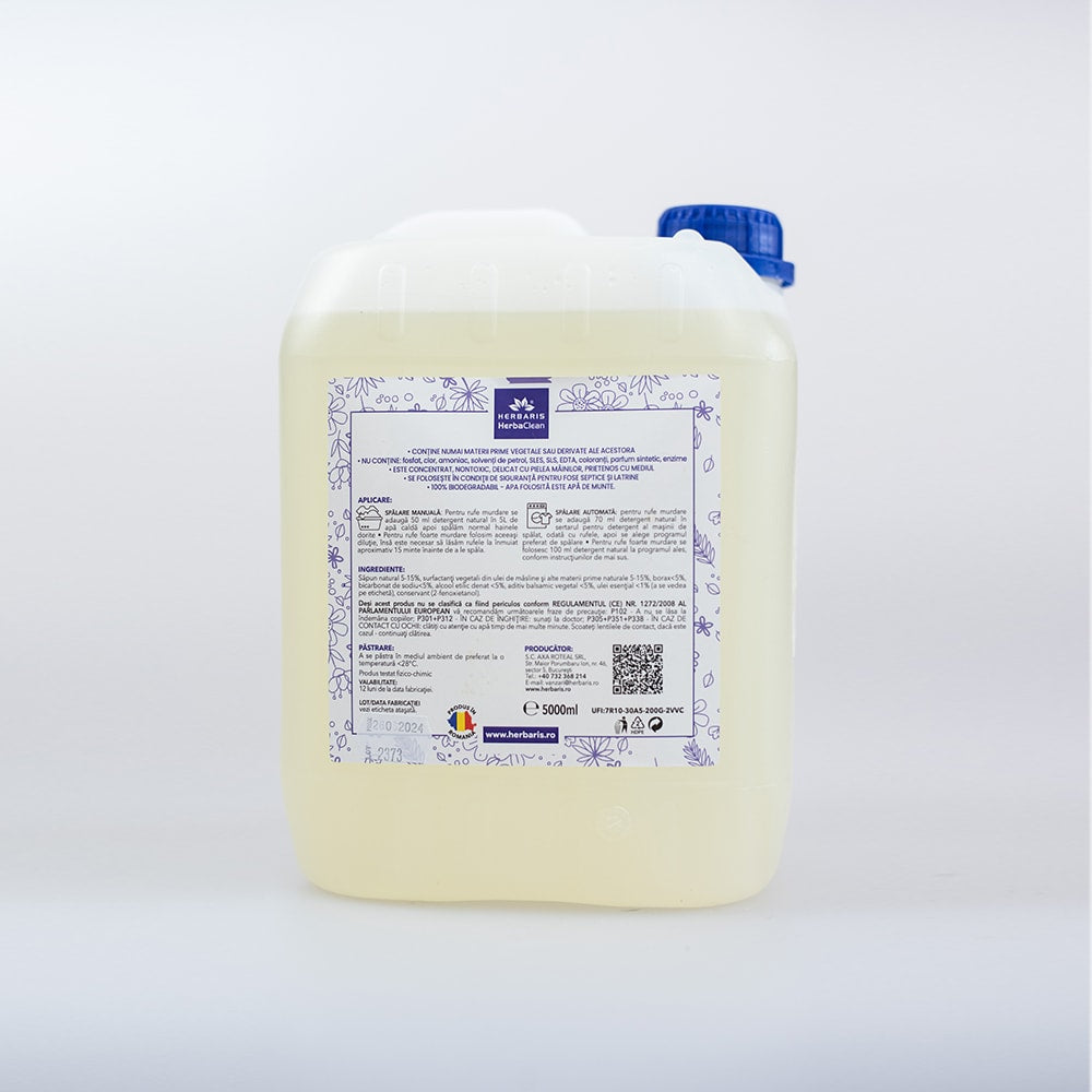 Detergent bio pentru rufe albe inodor, 5 L, produs românesc