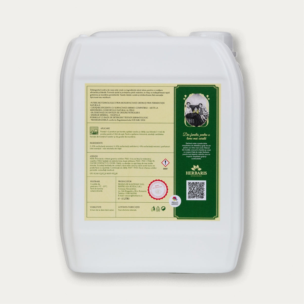 Detergent bio pentru vase cu ulei esențial de Lămâie, 5 L, cu livrare rapidă în România
