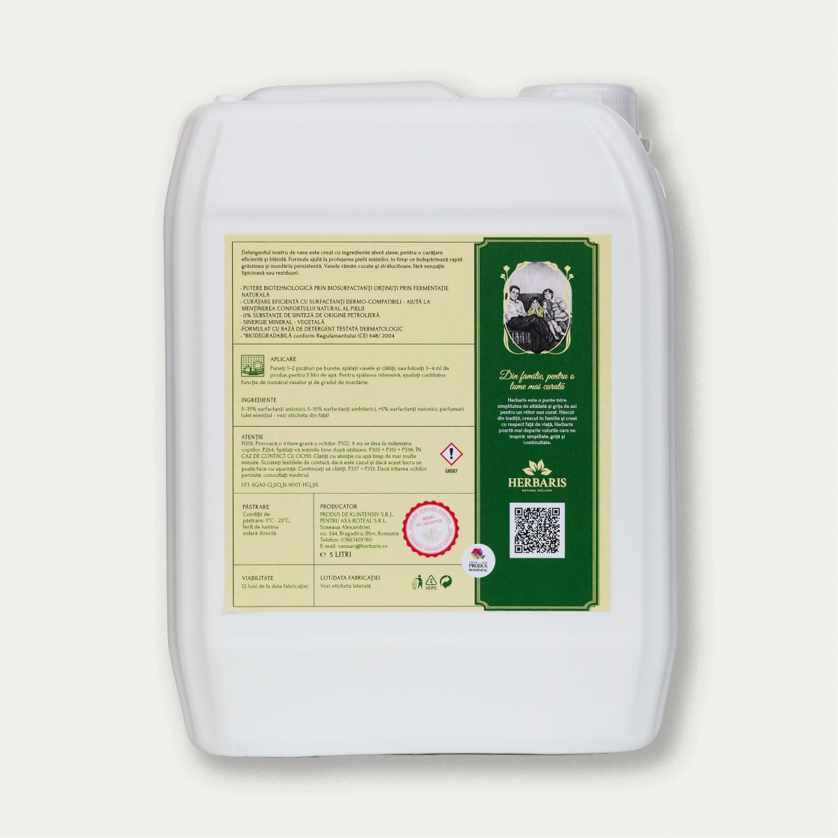 Detergent bio pentru vase inodor, 5 L, pentru degresarea bucătăriei