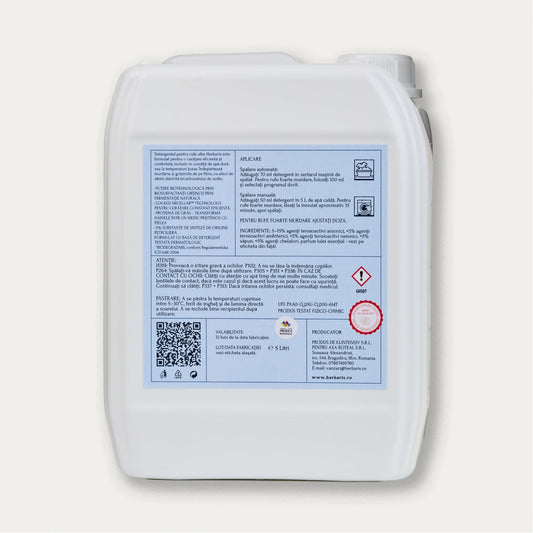 Detergent bio pentru rufe albe cu ulei esențial de Mușețel, 5L, produs in romania