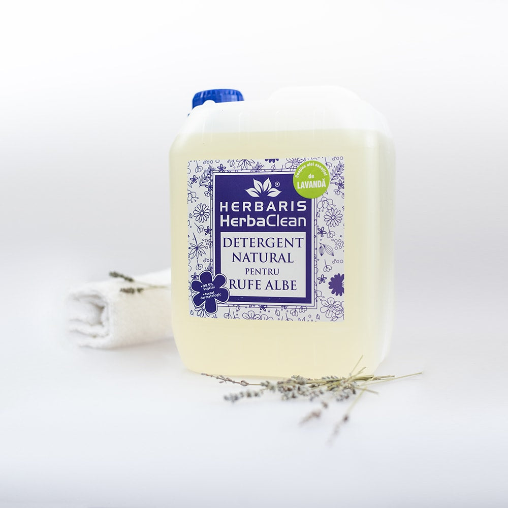 Detergent biodegradabil pentru rufe albe cu ulei esențial de Lavandă, 5 L, pentru rufe curate