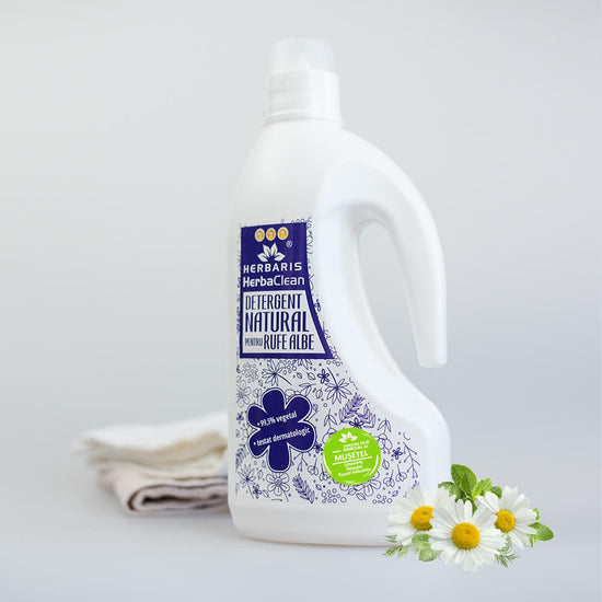 Detergent ecologic  pentru rufe albe cu ulei esential de Mușețel, 1500ml - fabricat romania
