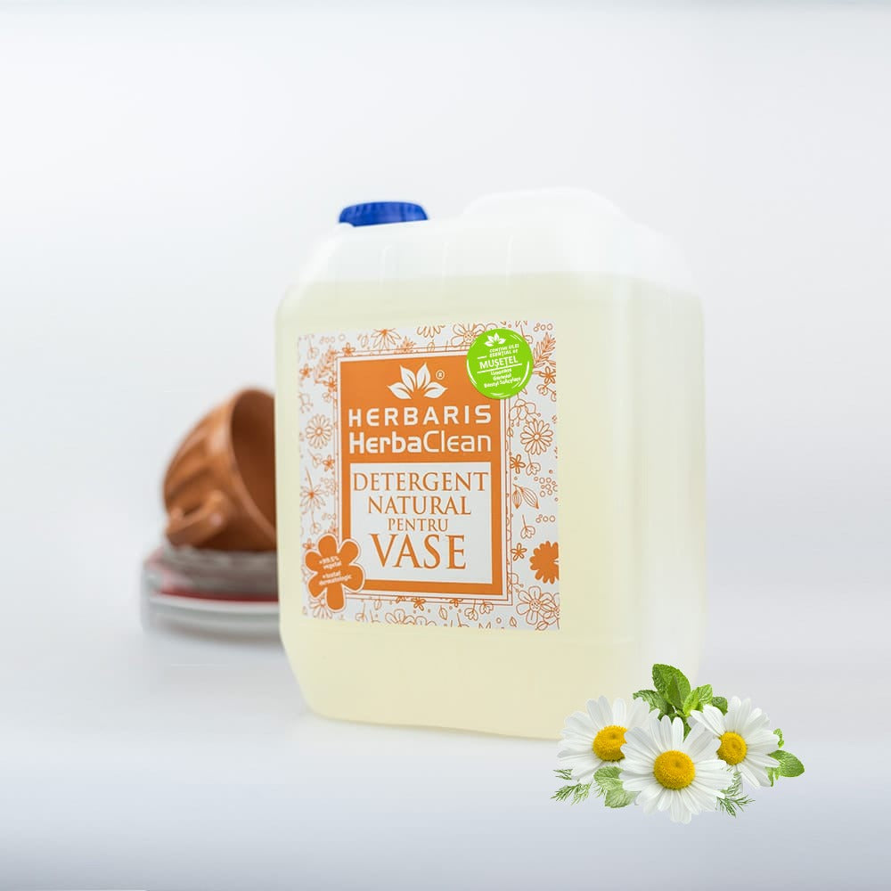 Detergent bio organic pentru vase cu ulei esential de Mușețel, 5L, concentrat