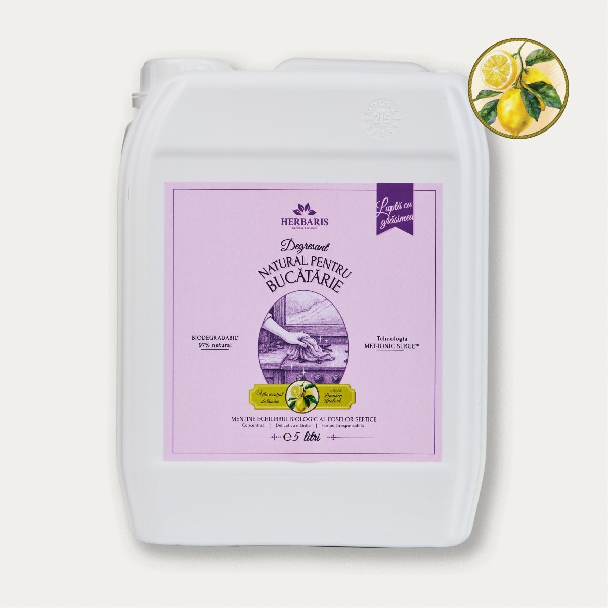 Detergent - degresant natural pentru bucătării cu ulei esential de Lămâie, 5L