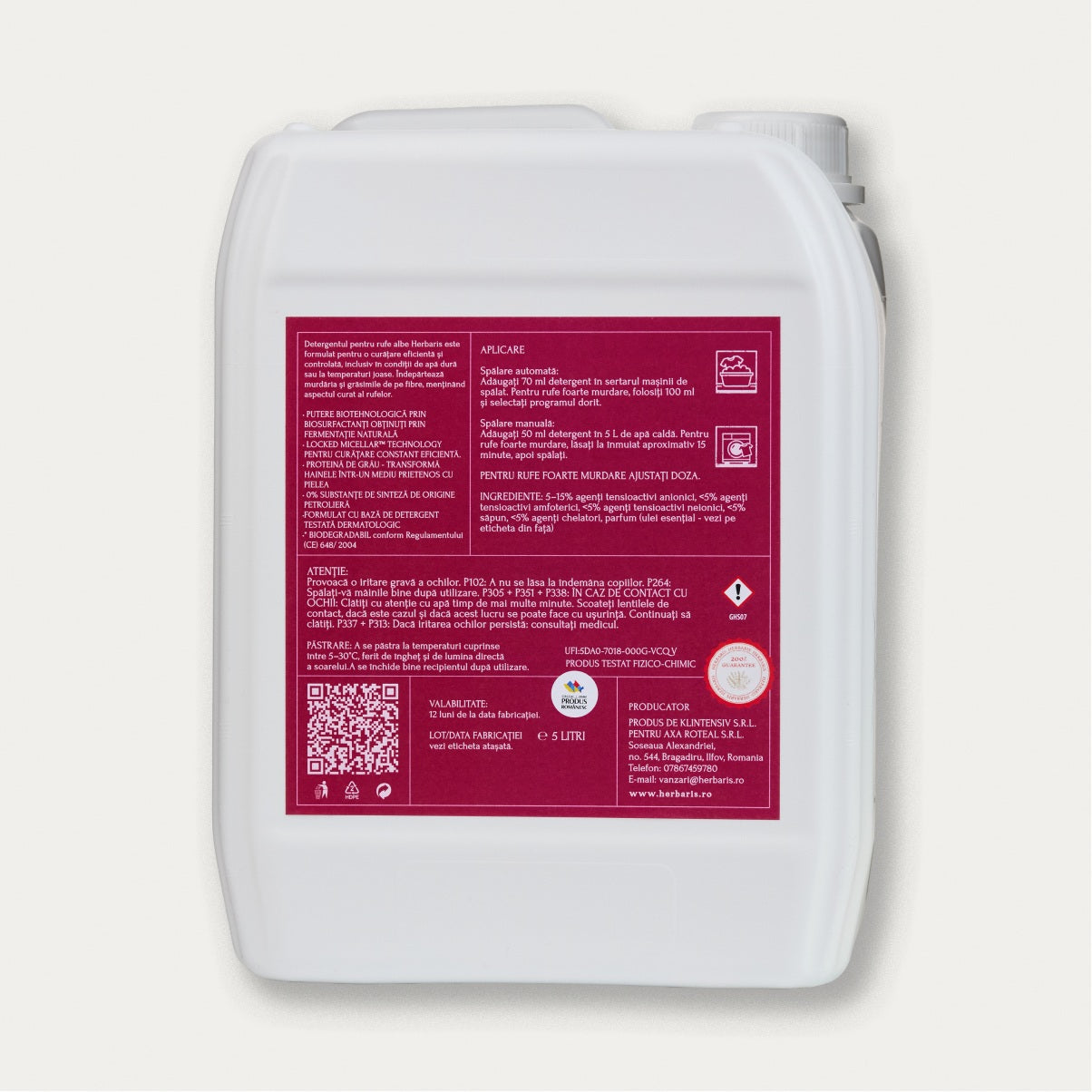 Detergent ecologic haine colorate cu ulei esențial de mușețel, 5L - non alergic
