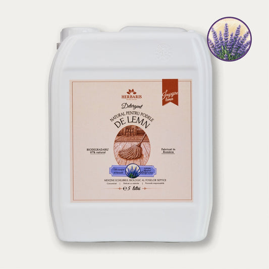 Detergent natural pentru podele de lemn cu ulei esențial de Lavandă, 5L Herbaris