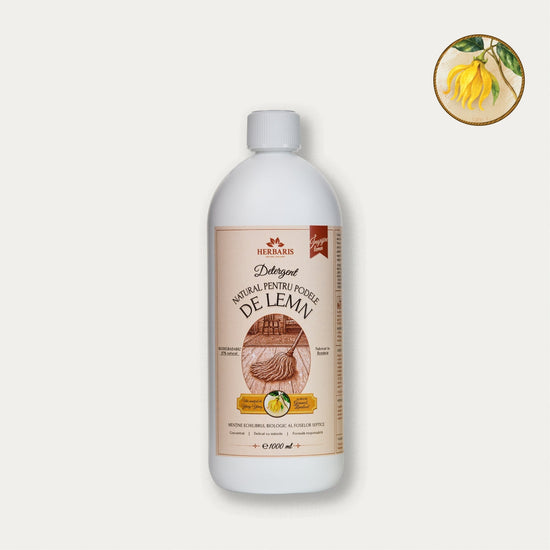 Detergent romanesc natural pentru podele de lemn cu ulei esențial de Ylang-Ylang, 1000ml Herbaris