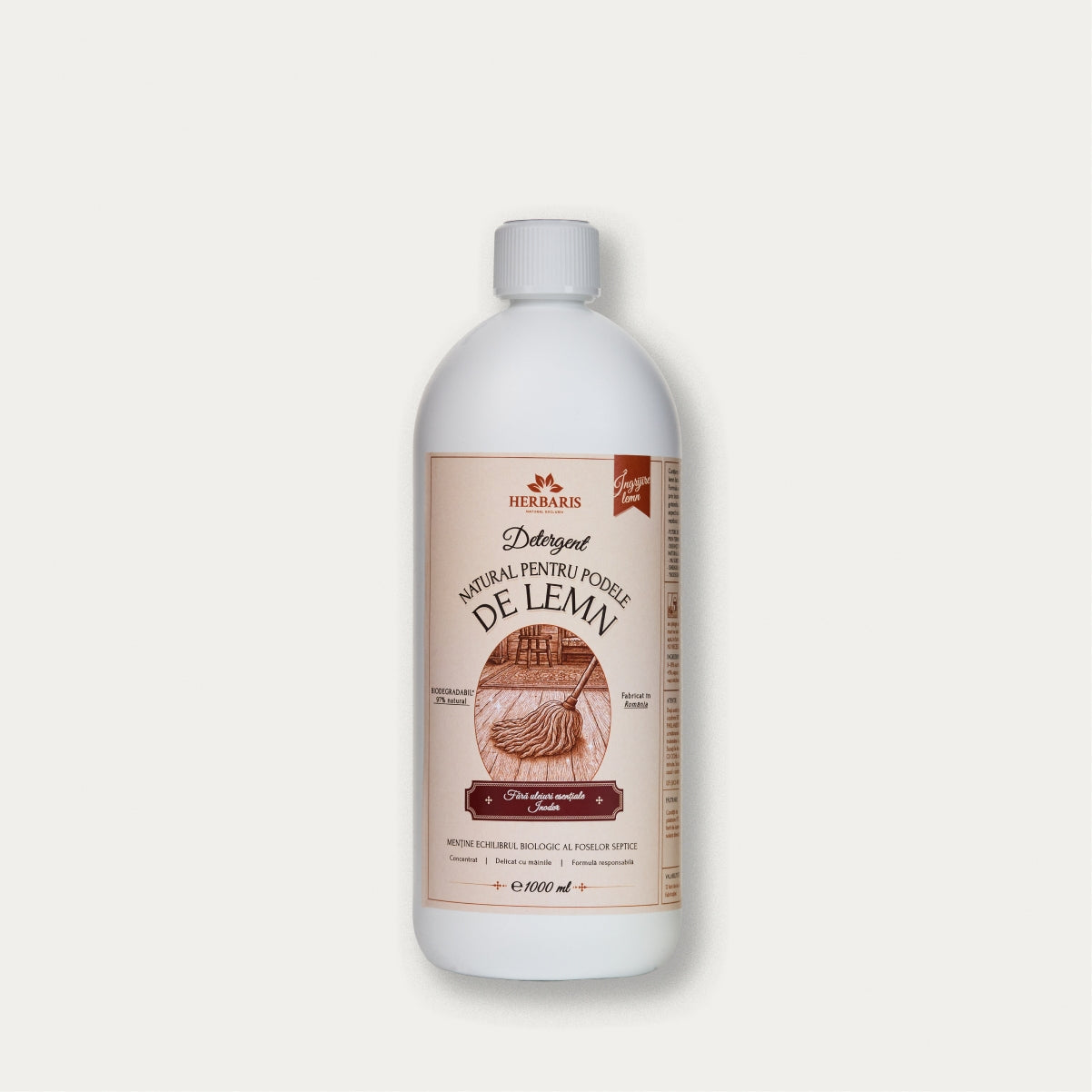 Detergent natural pentru suprafete lemn parchet podea inodor fara miros parfum, 1000ml Herbaris
