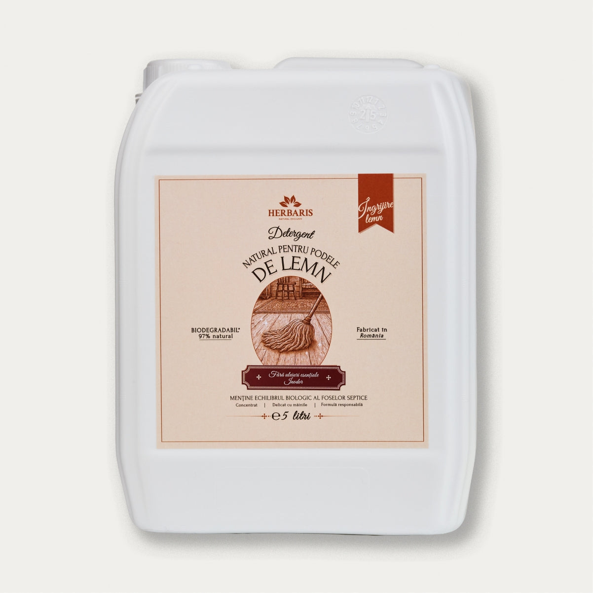 Detergent natural pentru podele de lemn inodor,  fara miros 5L Herbaris