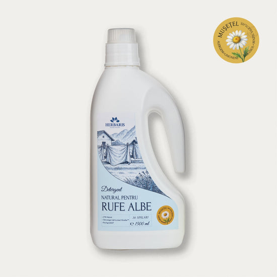 Detergent natural pentru rufe albe cu ulei esential de Mușețel, 1500ml Herbaris