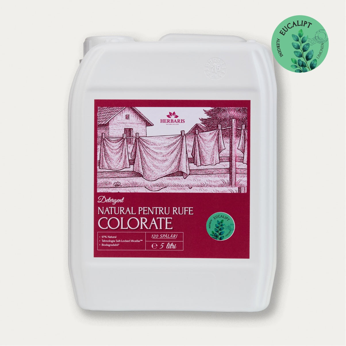 Detergent natural pentru rufe colorate cu ulei esential de Eucalipt, 5L