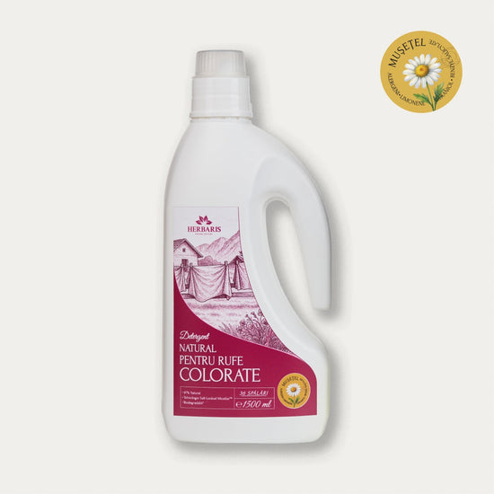 Detergent natural pentru rufe colorate cu ulei esențial de Mușețel, 1500ml Herbaris