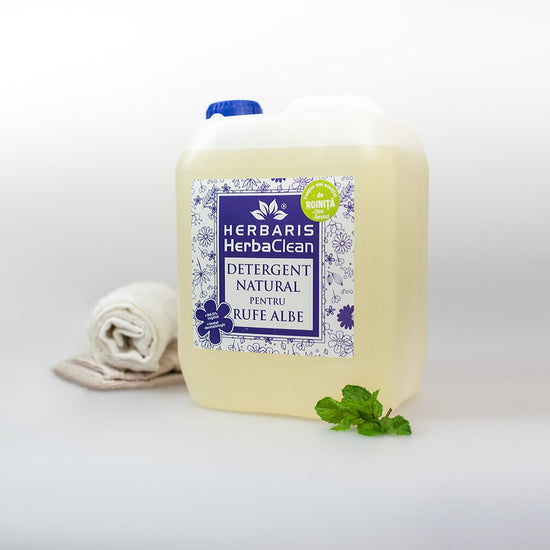 Detergent vegetal pentru rufe albe cu ulei esențial de Roiniță, 5 L, cu livrare prin curier