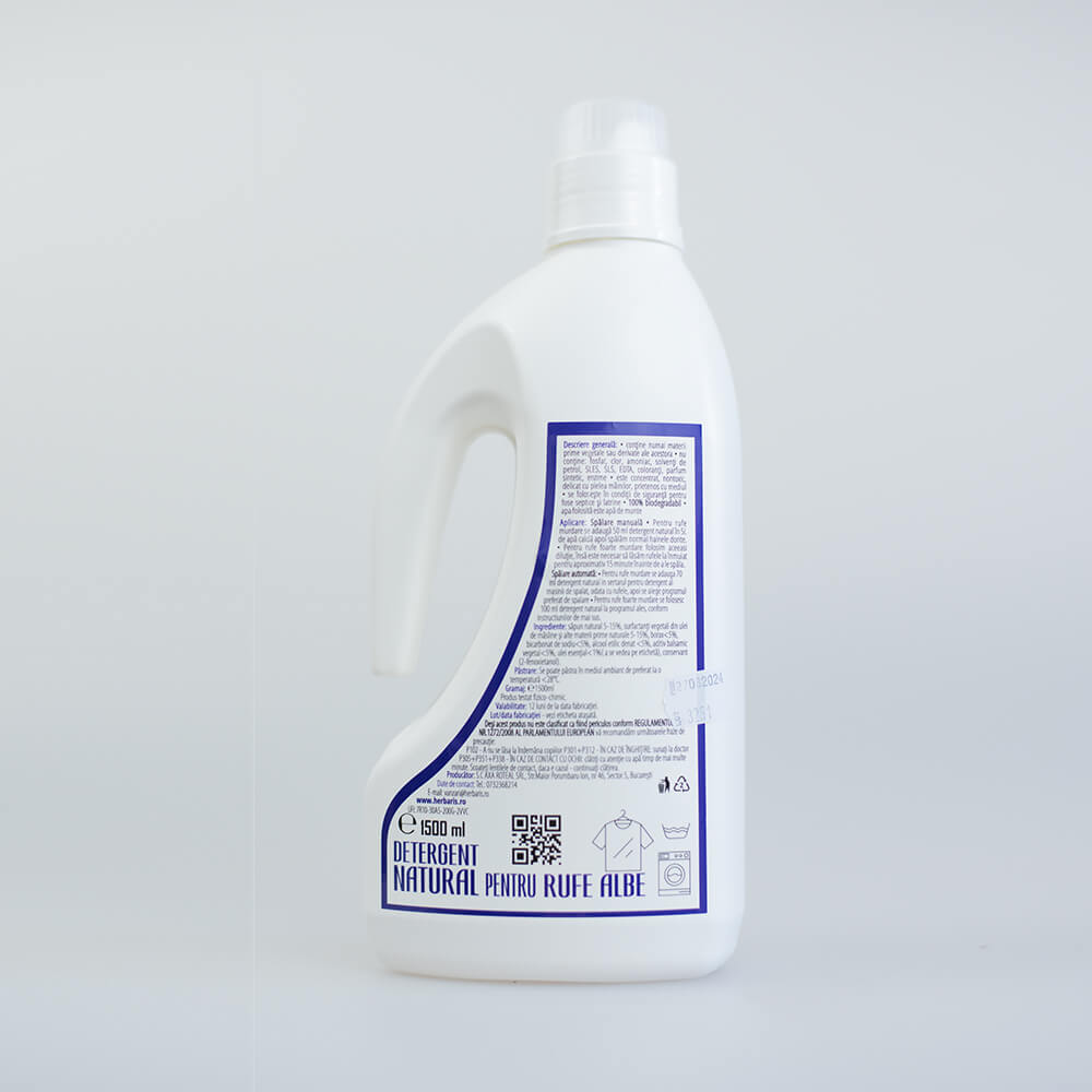 Detergent natural pentru rufe albe inodor, 1500ml image 2