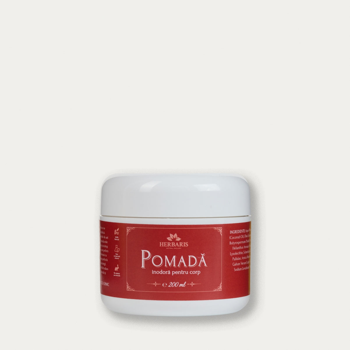 Pomadă - cremă hidratantă de corp - fără alergeni (inodoră), 200 ml Herbaris