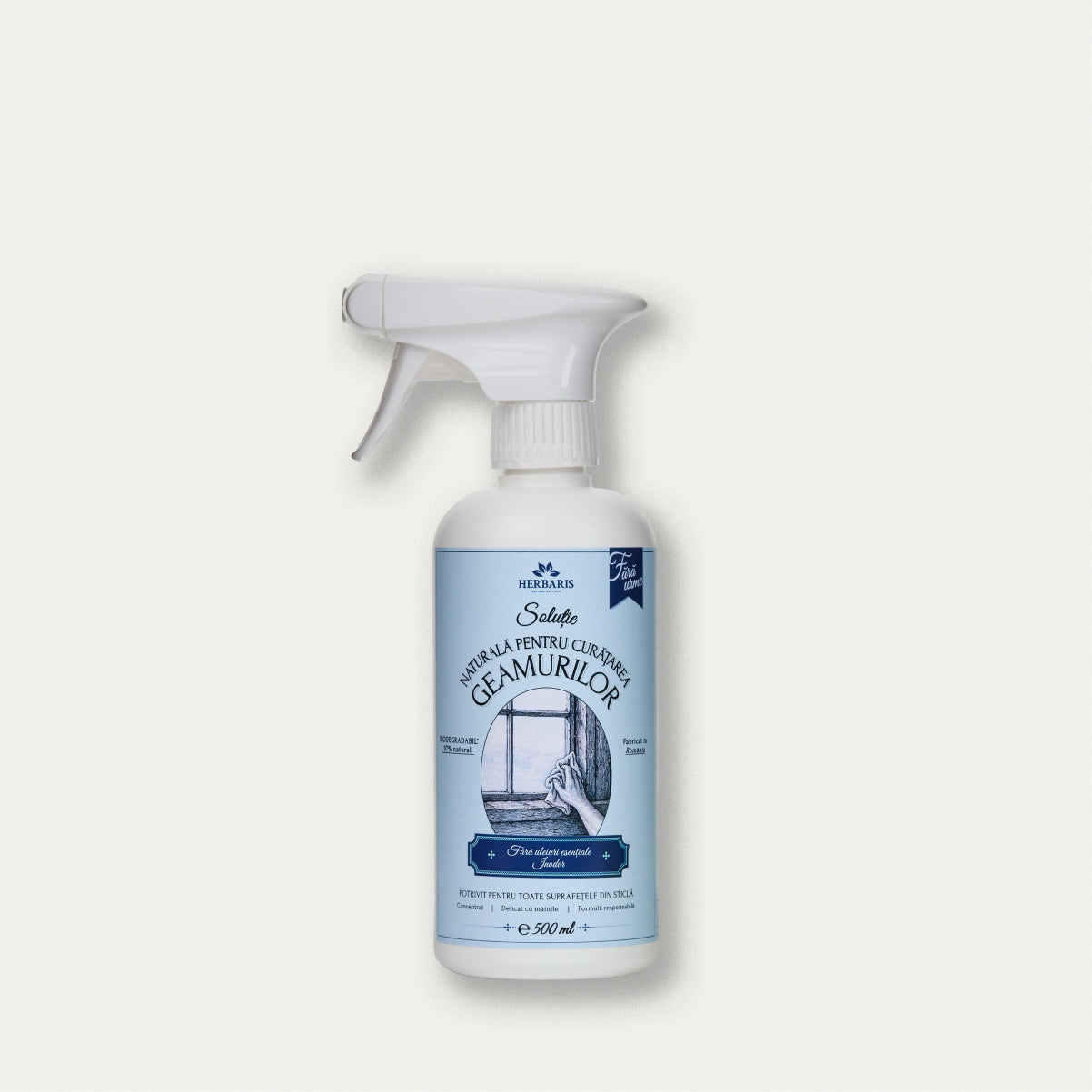 Soluție naturală pentru curățarea geamurilor inodoră, 500ml Herbaris