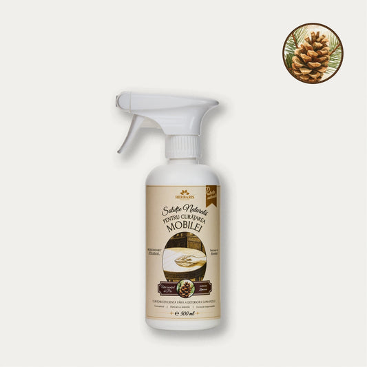 Soluție naturală pentru curățarea mobilei cu ulei esențial de Pin, 500ml Herbaris